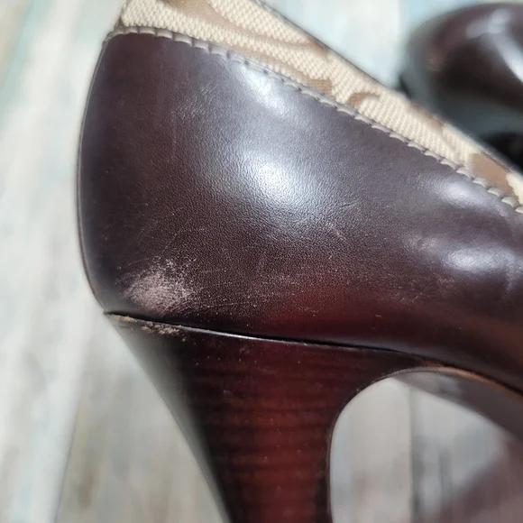 Coach Brown and Tan Women's Heels - Picture 8 of 11